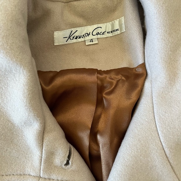 Kenneth Cole long jacket button up with belt - size 4. Will fall about mid thigh - Picture 3 of 16